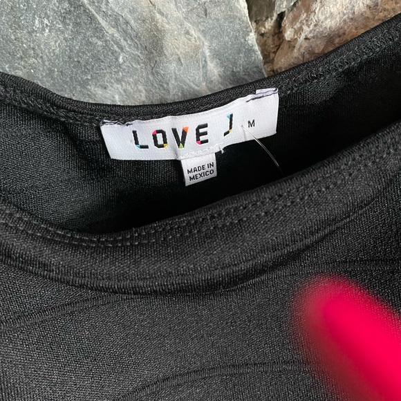 Love J polyester spandex sheer sleeve black mini dress size M - Picture 3 of 6